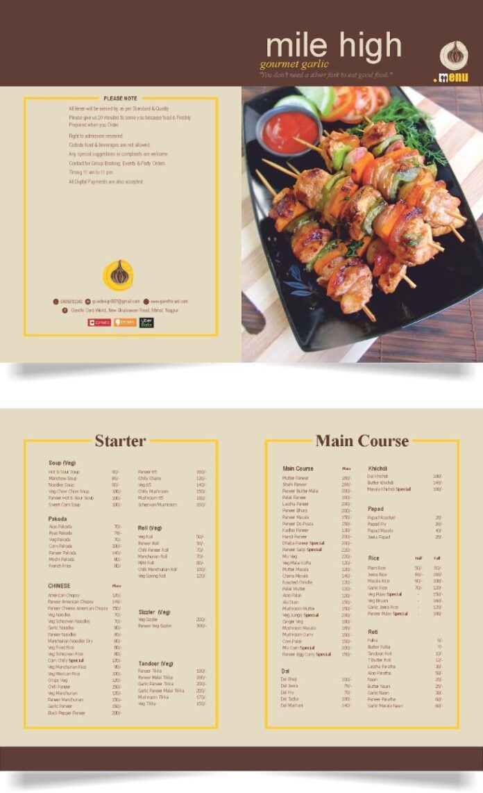 Mẫu Menu Nhà Hàng