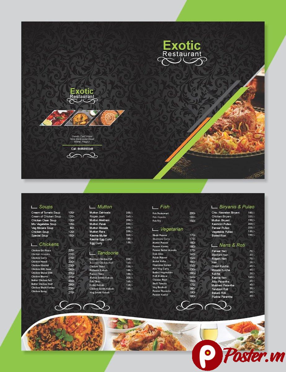 Mẫu Menu Nhà Hàng Đồ Ăn Đen AI