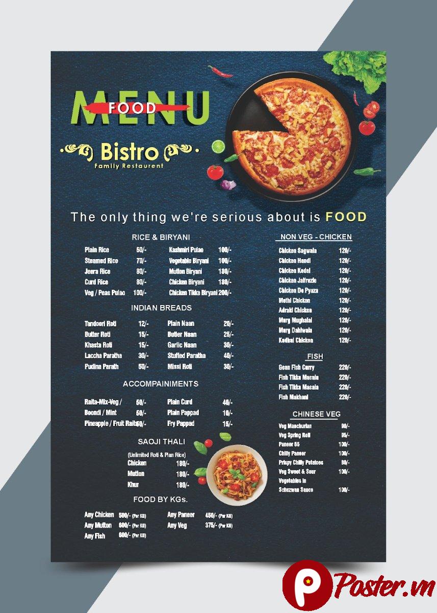 Mẫu menu nhà hàng đồ ăn