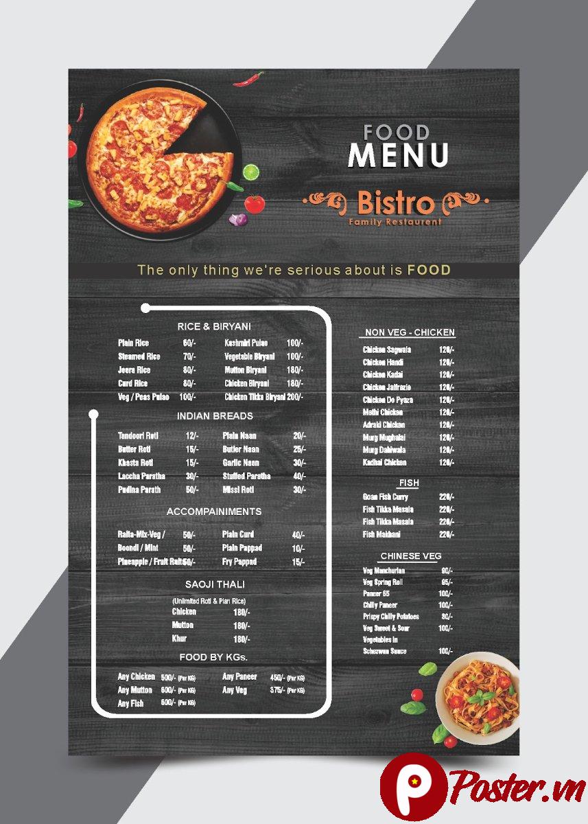 Mẫu Menu Nhà Hàng Đồ Ăn
