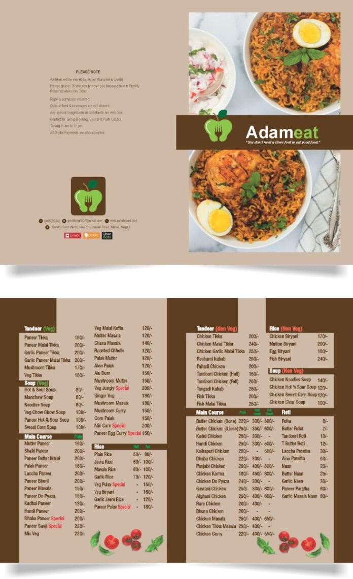 Mẫu menu nhà hàng đồ ăn vector