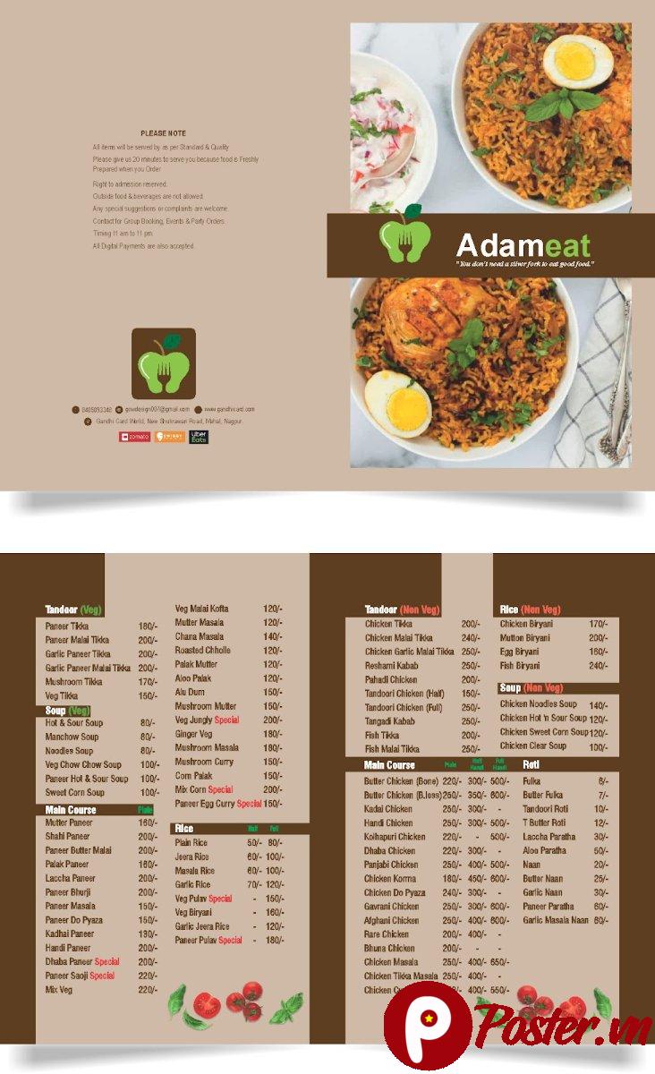 Mẫu menu nhà hàng đồ ăn vector