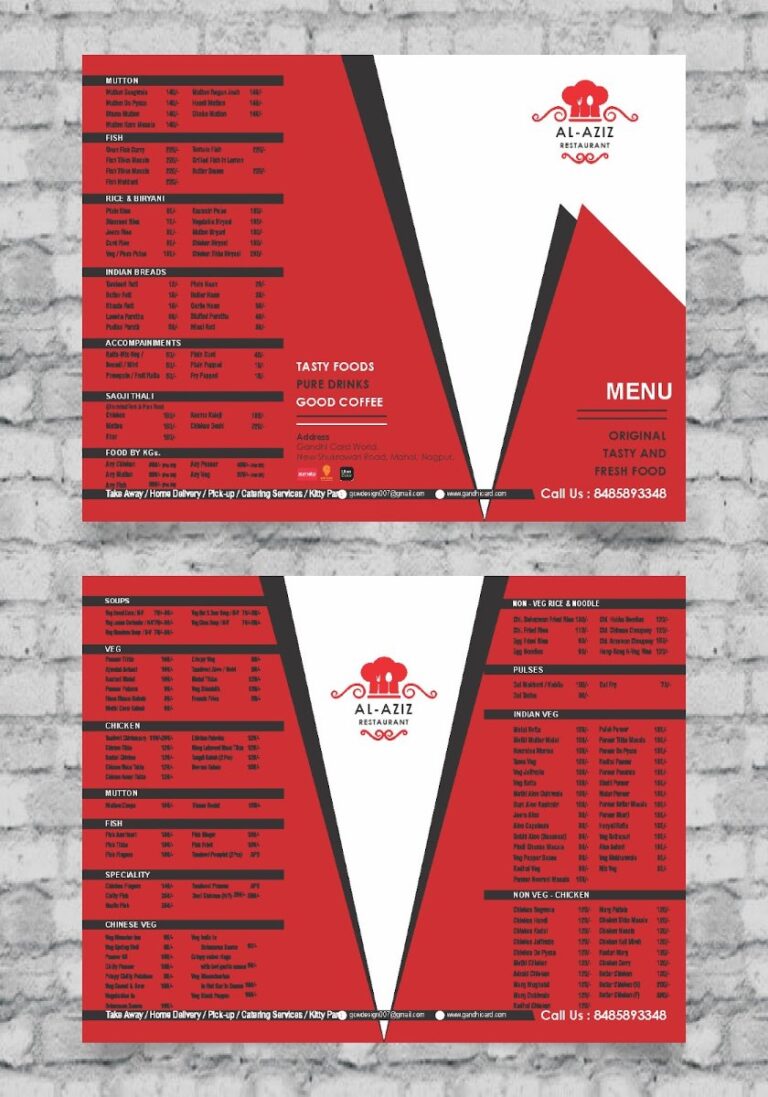 Mẫu menu nhà hàng Al Aziz