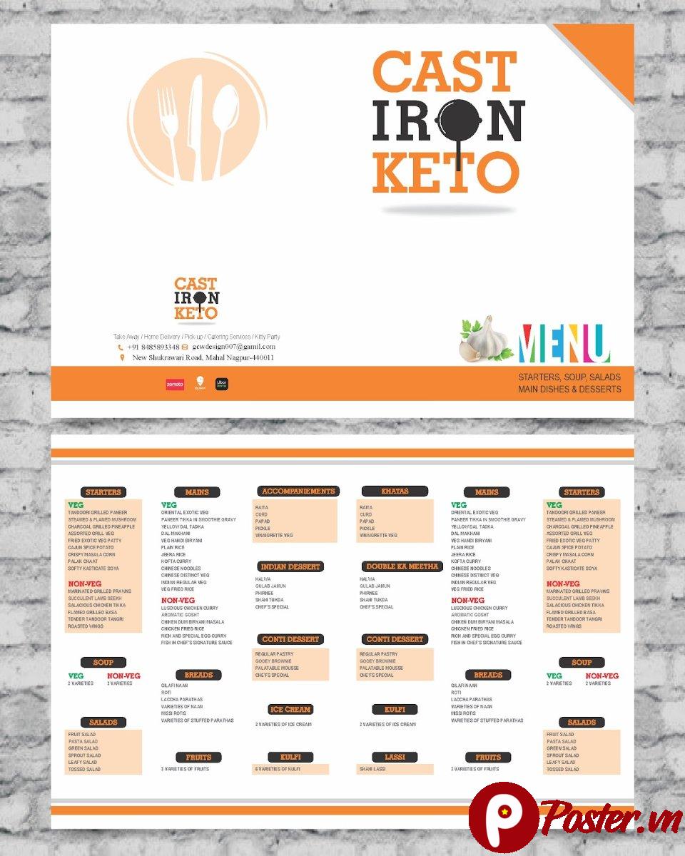 Mẫu menu nhà hàng Keto chuyên nghiệp