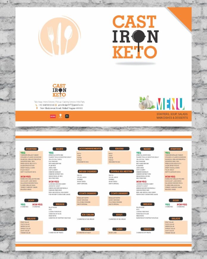 Mẫu menu nhà hàng Keto