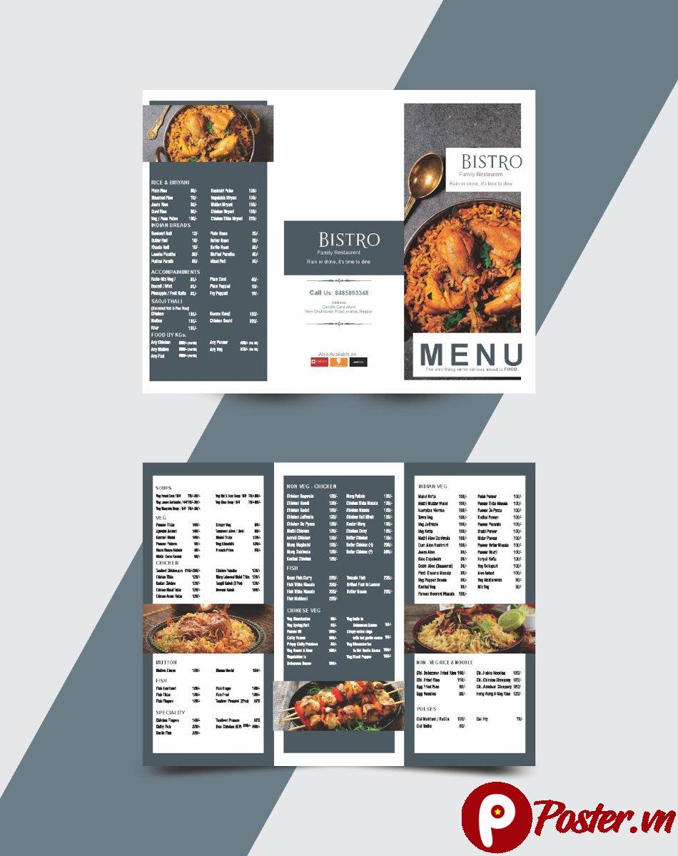 Mẫu menu quán ăn đa năng