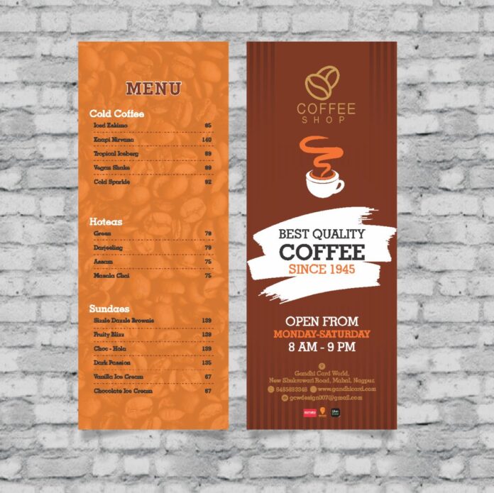 Mẫu menu quán cafe đẹp
