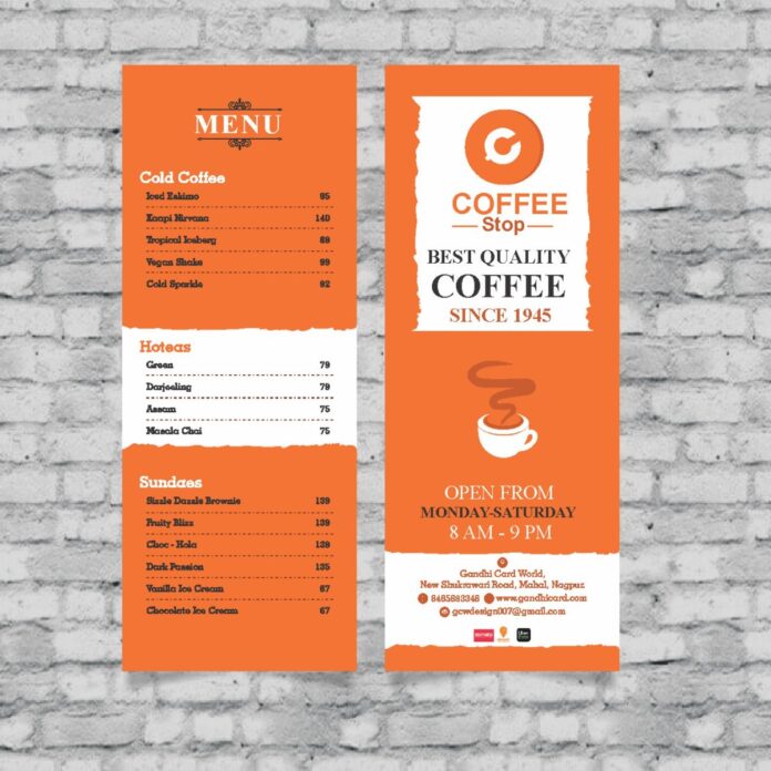 Mẫu Menu Quán Cafe