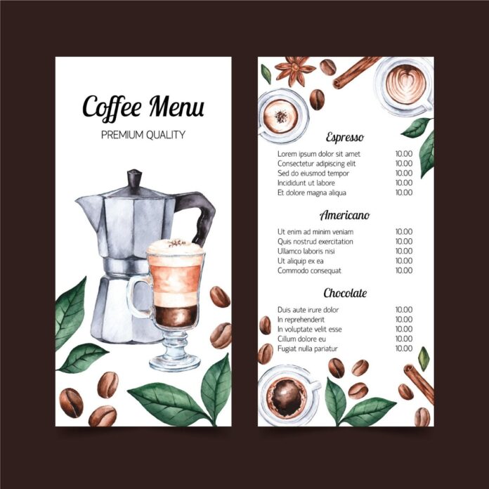 Mẫu menu quán cafe đẹp