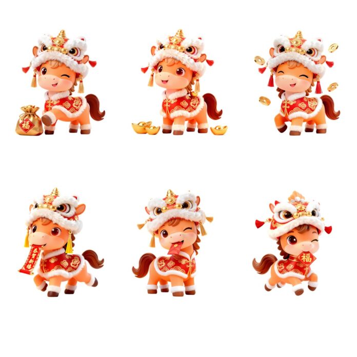 Ngựa 3D Tết Vector