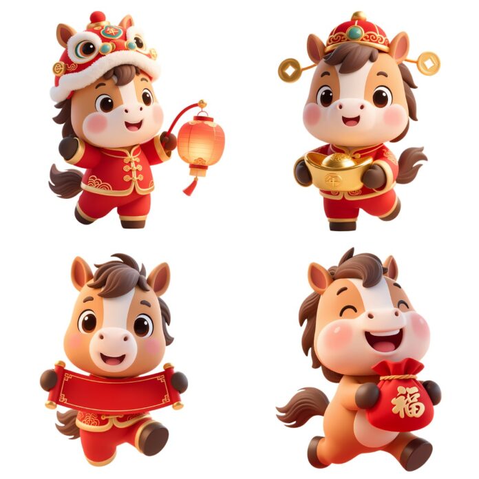 Ngựa 3D Tết vector