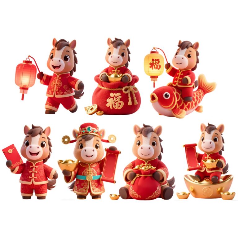 Ngựa 3D Tết vector