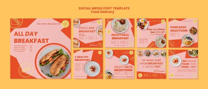 Mẫu post mạng xã hội giao đồ ăn