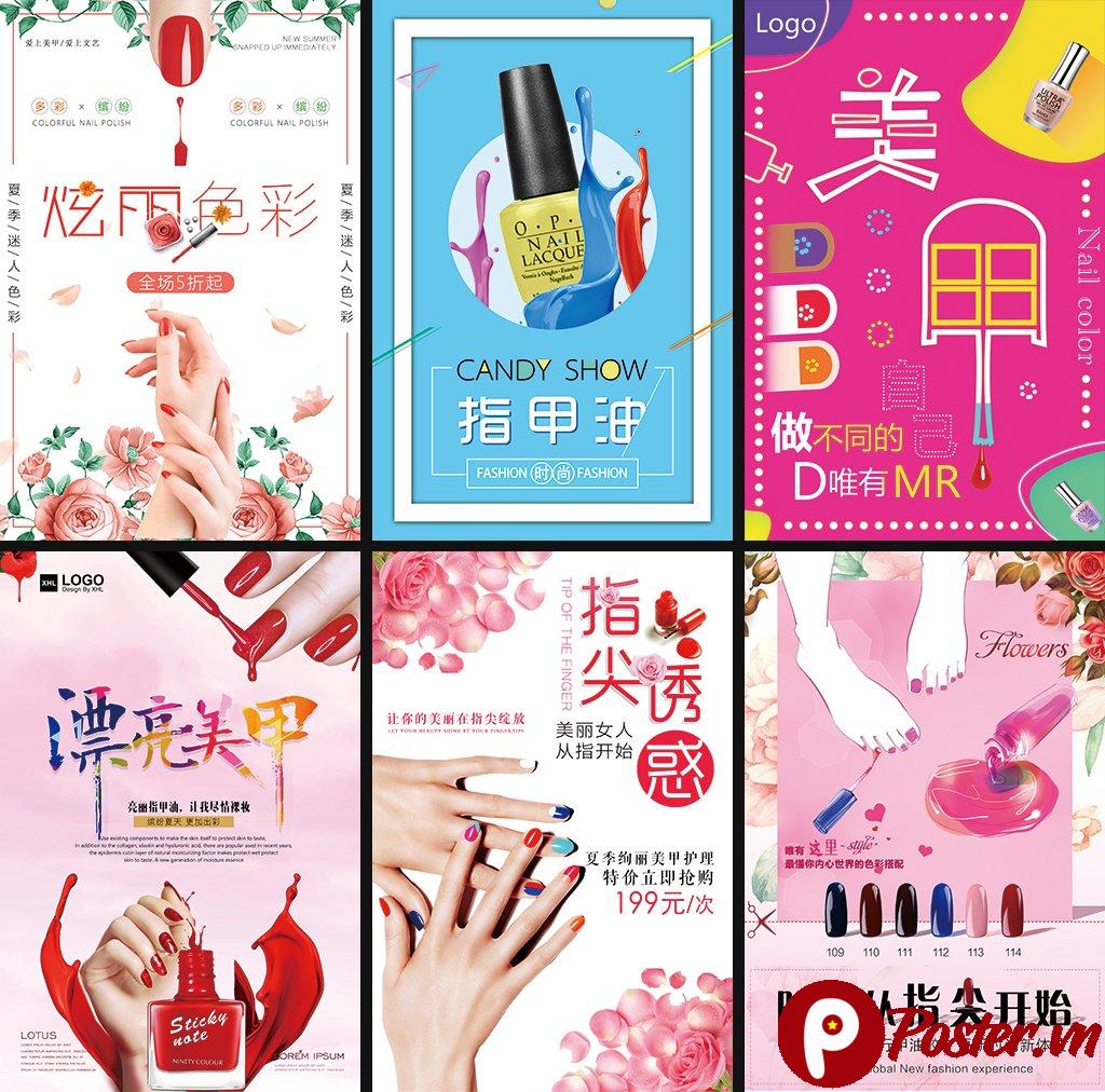 Mẫu poster nail vector đẹp