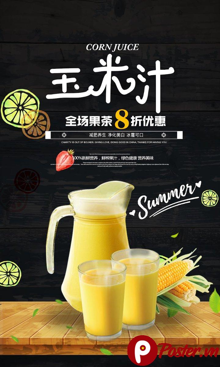 Poster nước ép ngô tươi mát