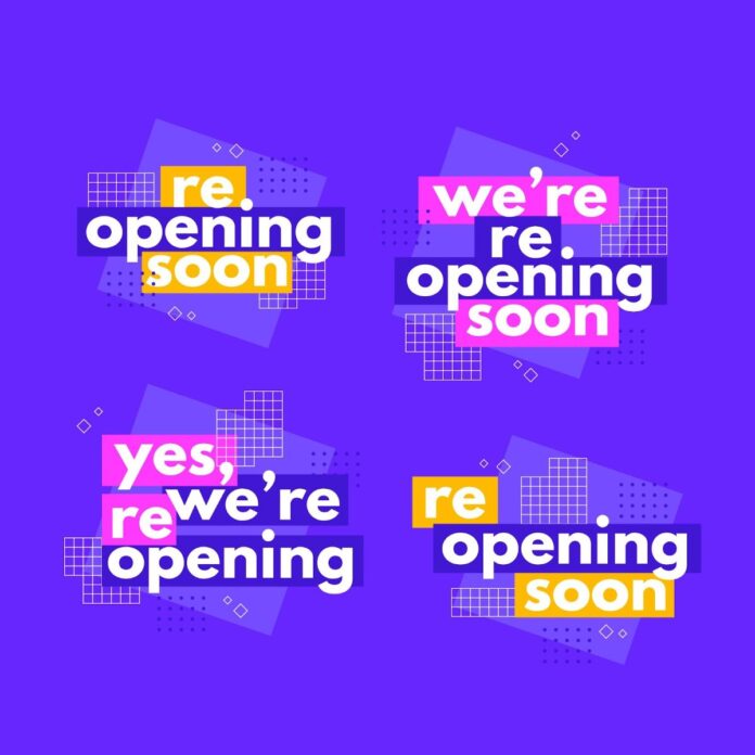 Mẫu Reopening Soon Vector