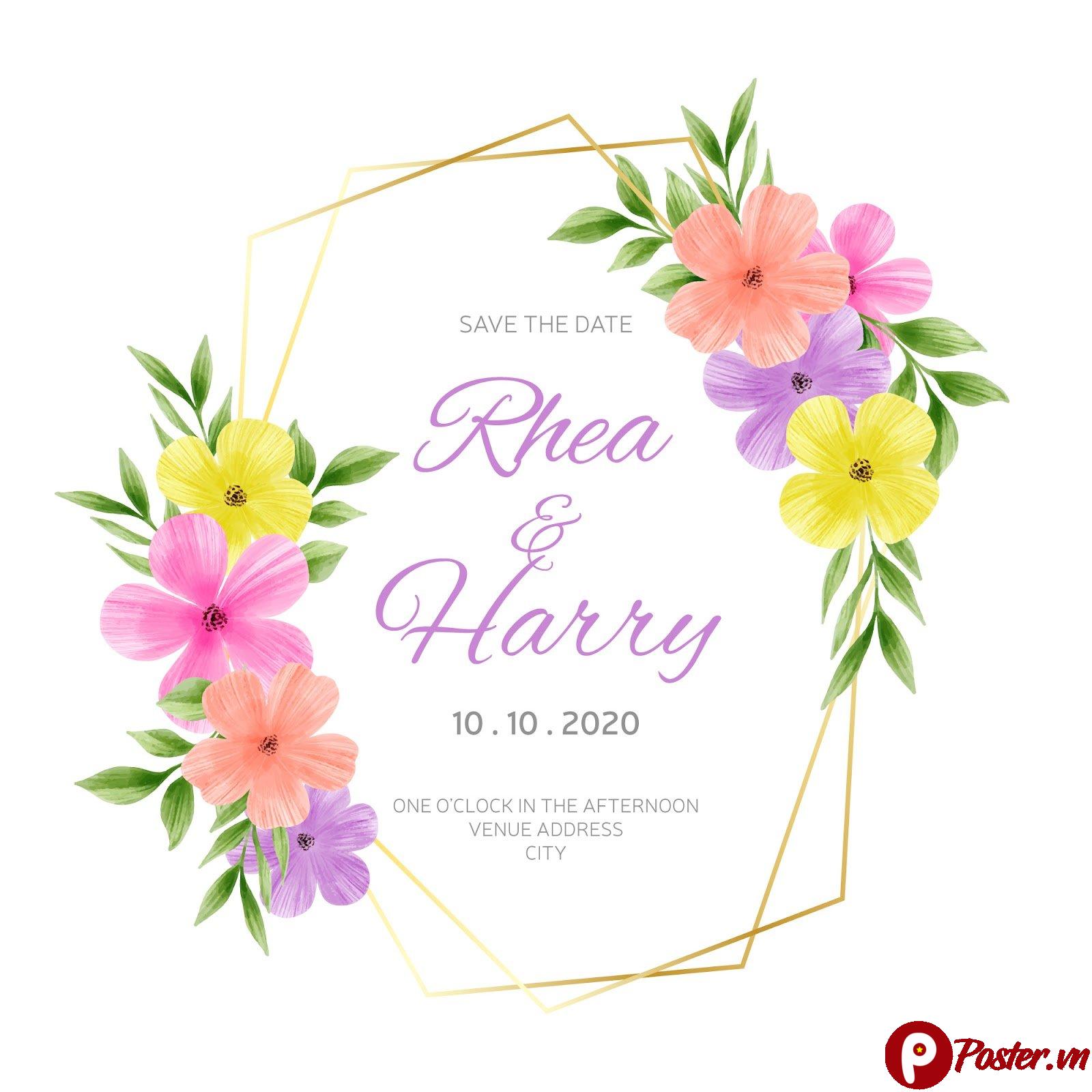 Thiệp cưới hoa thủy mặc