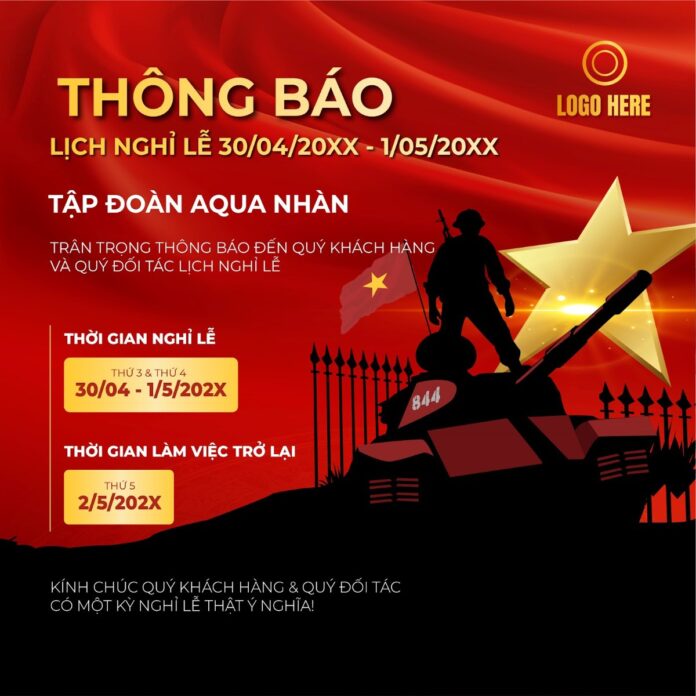 Mẫu Thông Báo Nghỉ Lễ 30/4 - 1/5