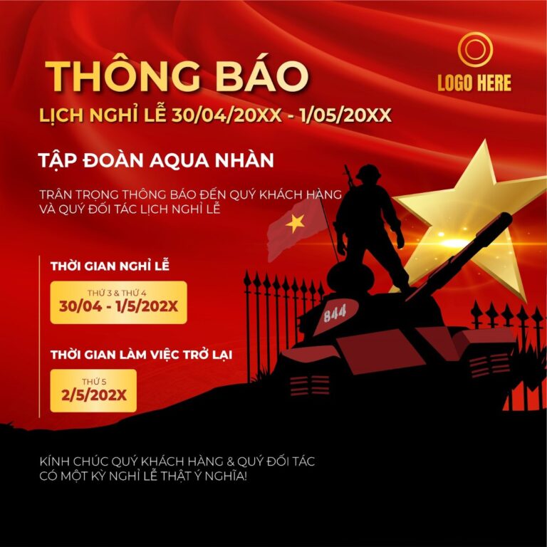 Mẫu Thông Báo Nghỉ Lễ 30/4 - 1/5