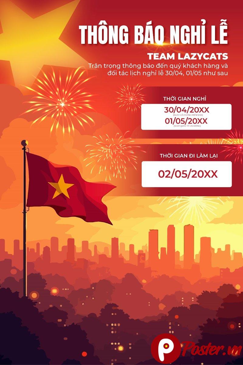 Thông báo nghỉ lễ 30/4 1/5 vector