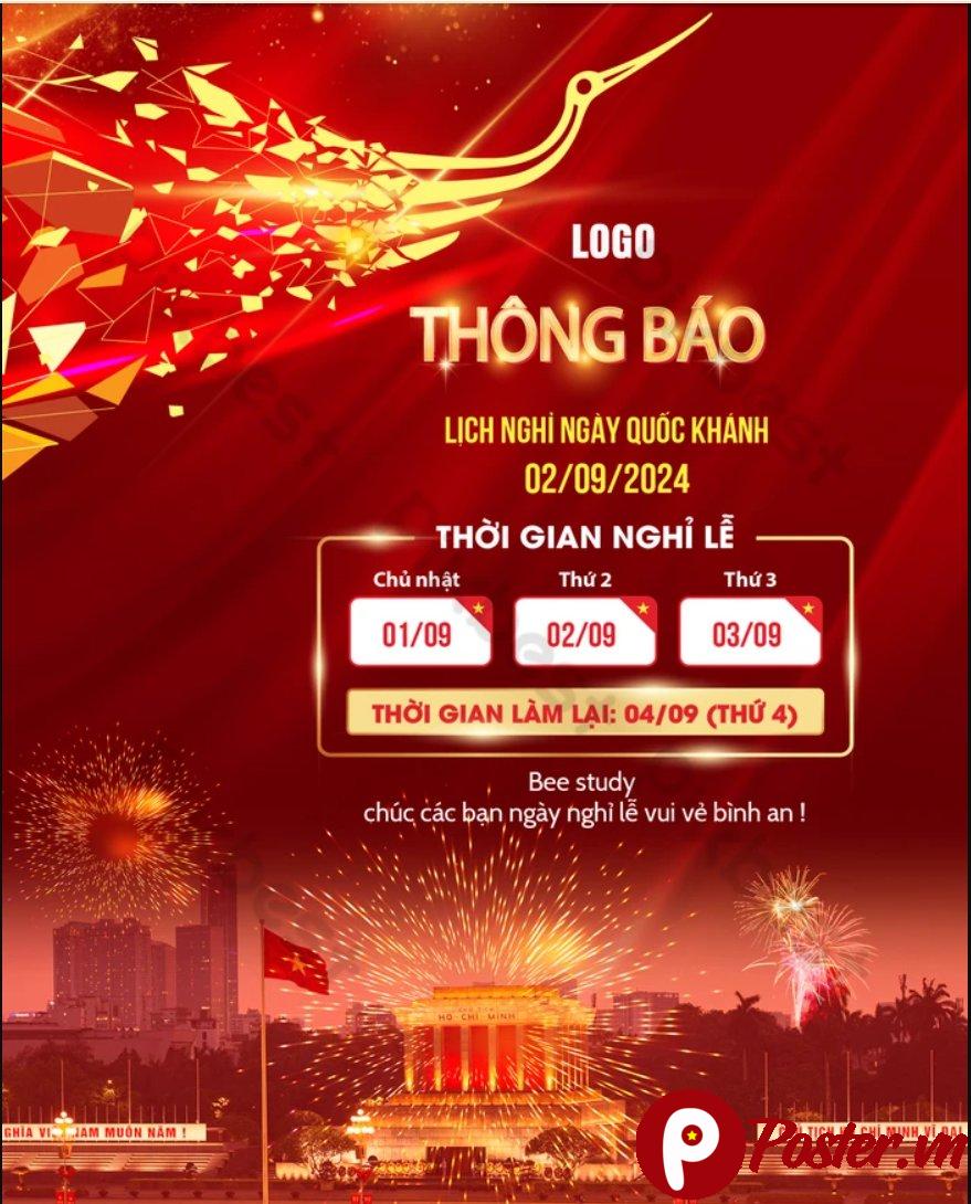 Mẫu thông báo nghỉ lễ Quốc Khánh