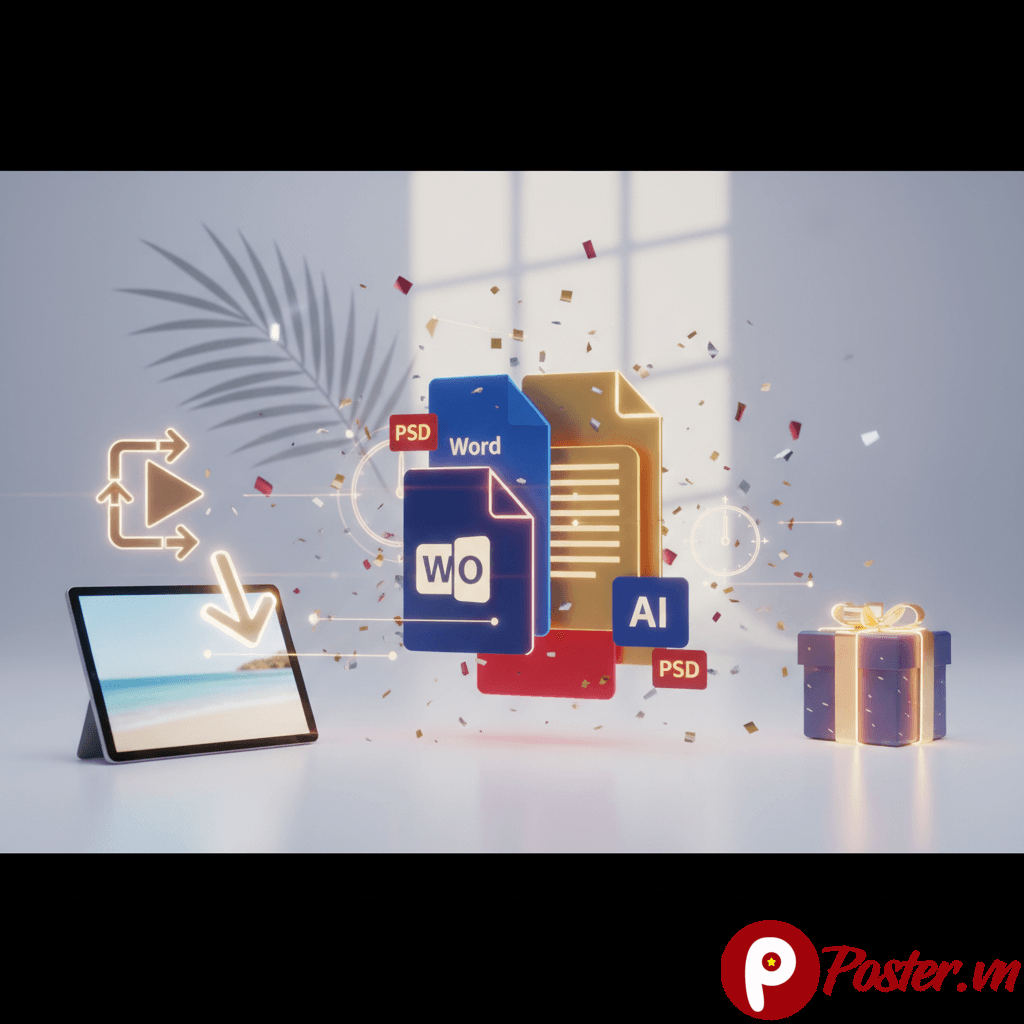 Mẫu thông báo nghỉ Tết Dương lịch 2026 chuyên nghiệp cho doanh nghiệp, bao gồm các định dạng Word, PSD, AI để dễ dàng chỉnh sửa.