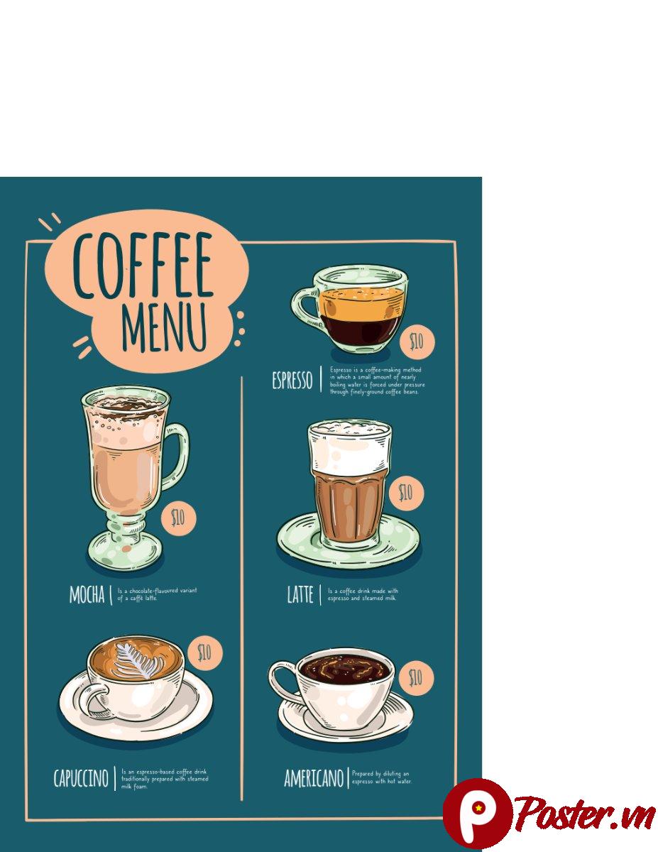 Menu cà phê vector