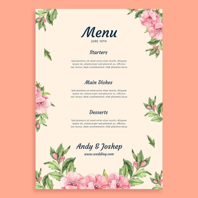 Menu cưới hoa hồng đơn giản