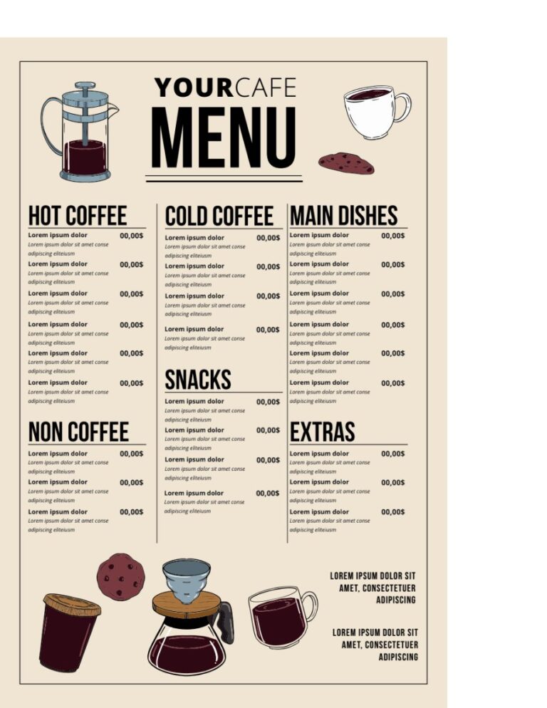 Menu quán cafe đồ họa EPS