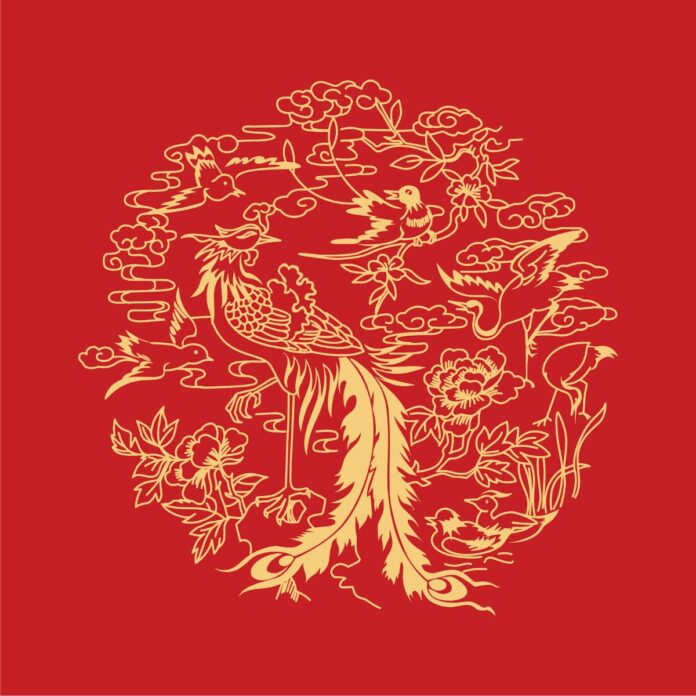 Minh họa phượng hoàng vector đỏ vàng