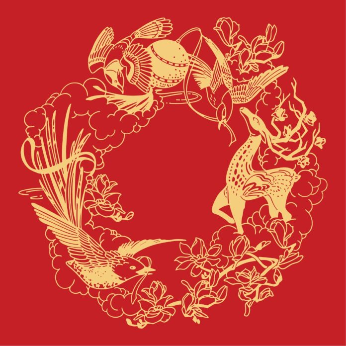 Minh họa Tết cổ điển chim hạc hươu