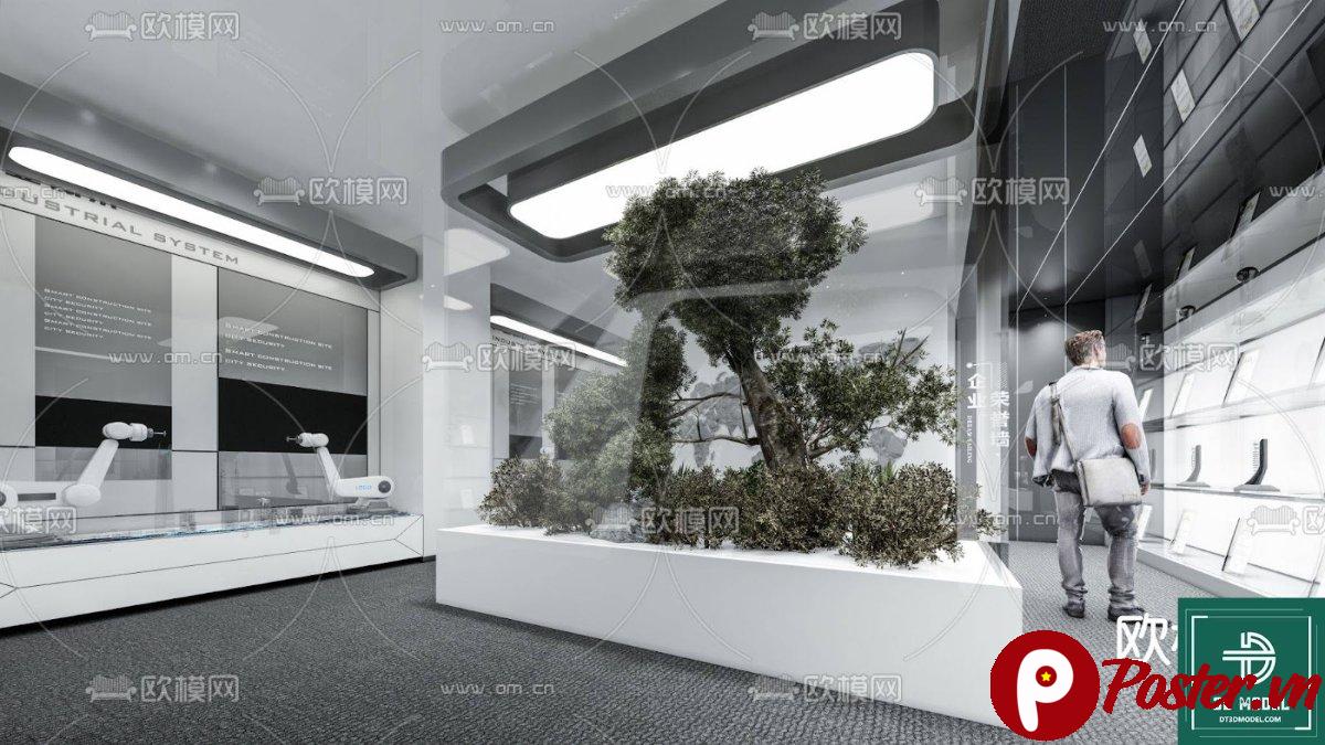 Mô hình 3D phòng trưng bày SketchUp