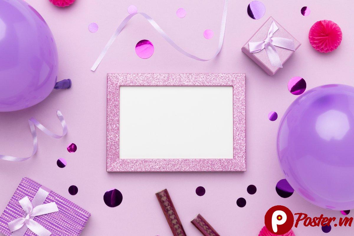 Mockup lời mời sinh nhật hồng cute - Chi tiết 4