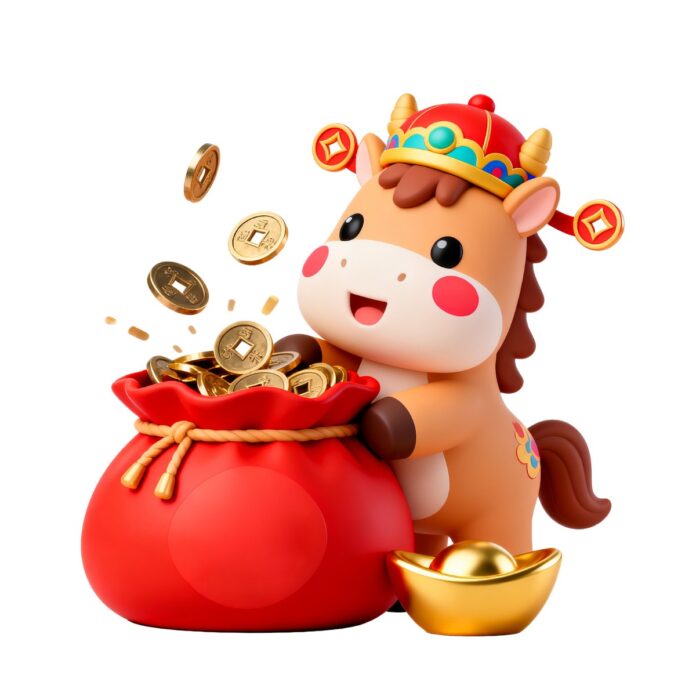 Ngựa 3D Tài Lộc Tết Vector