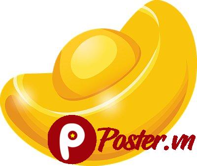 Hình ảnh nguyên bảo vàng vector phong cách hiện đại, biểu tượng tài lộc và thịnh vượng trên nền trong suốt.