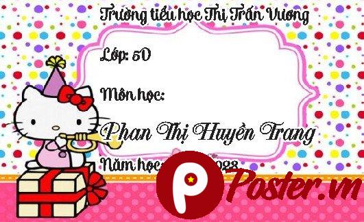 Nhãn vở học sinh Hello Kitty