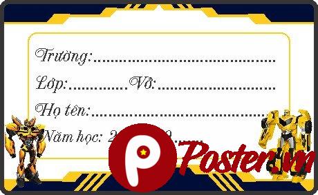 Nhãn vở học sinh Transformers