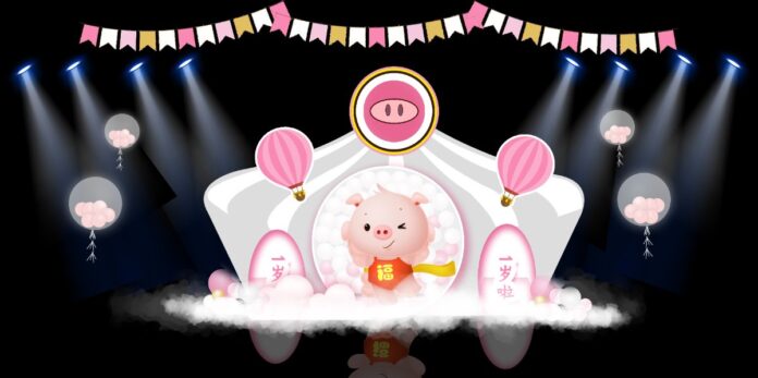 Phông nền sinh nhật bé tuổi Hợi