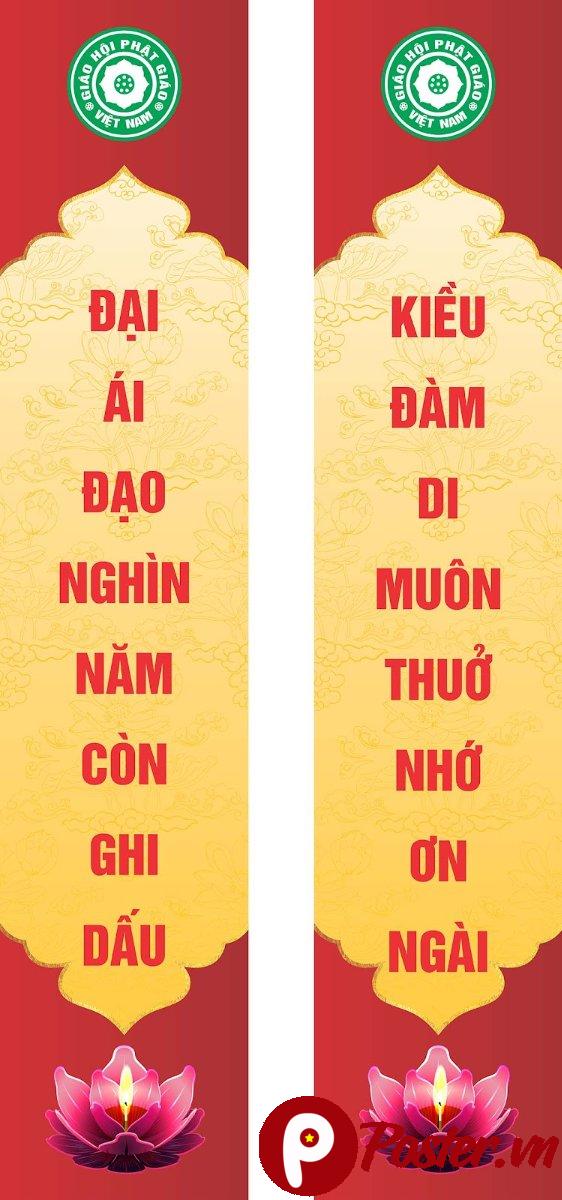 Phướn treo câu đối Phật Đản