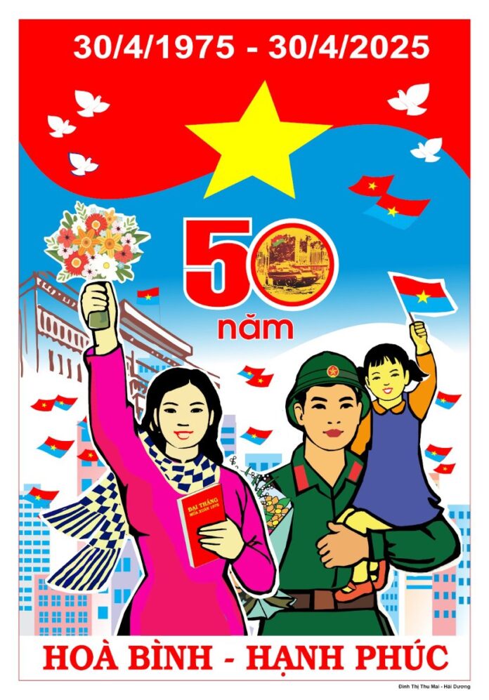Poster 30/4/2025 Hòa bình Hạnh phúc