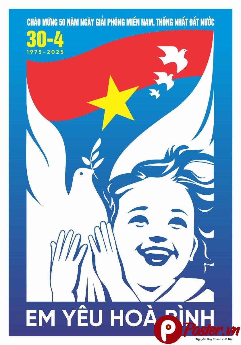 Poster 30/4 Em Yêu Hòa Bình Vector