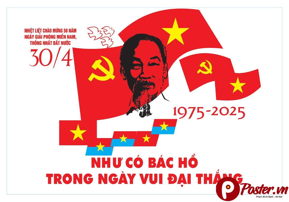 Poster 30/4 vector kỷ niệm 1975-2025