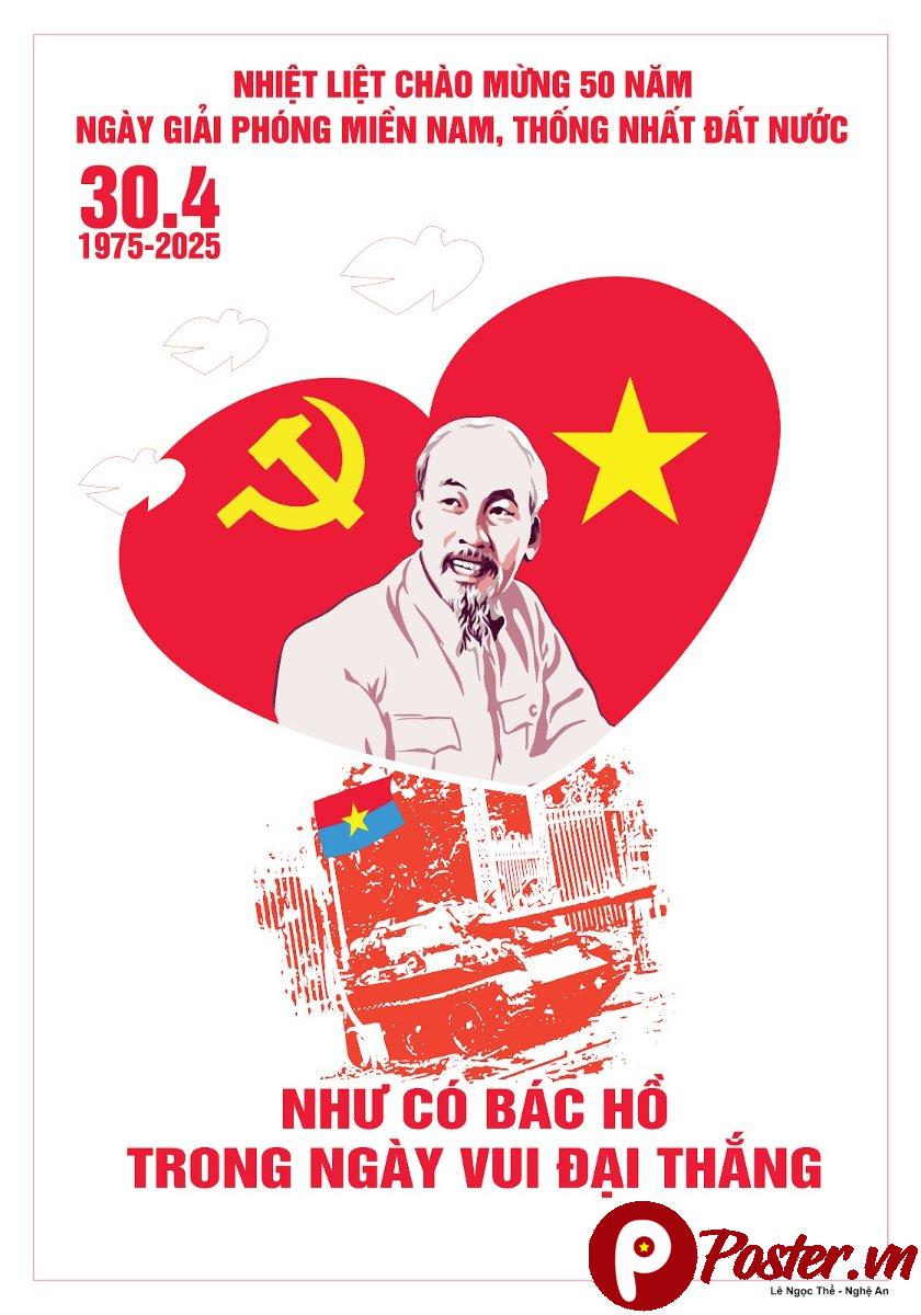 Poster 30/4 Vector Bác Hồ
