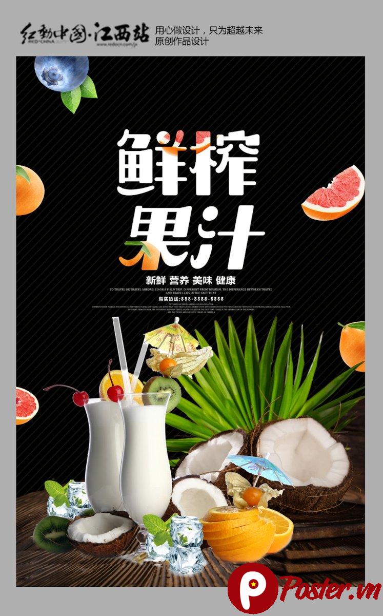 Poster nước ép trái cây tươi