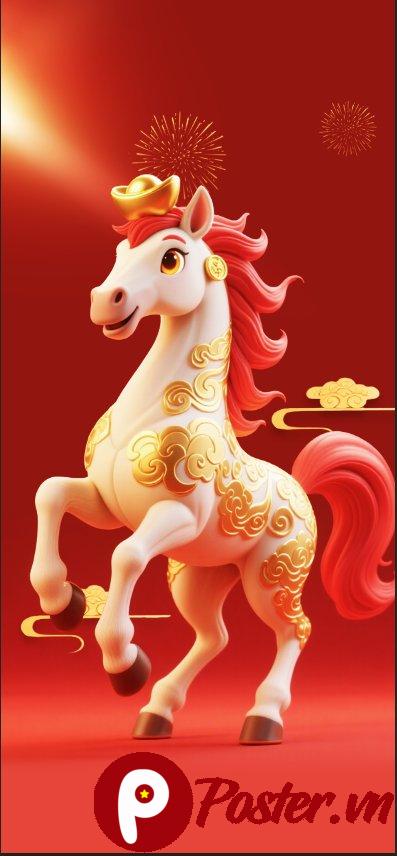 Poster Tết 2026 hình ngựa 3D