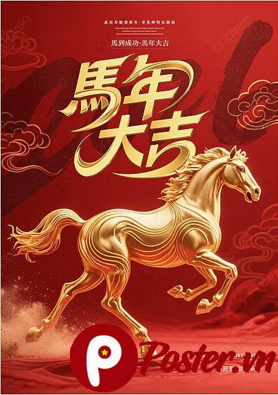 Poster Tết Bính Ngọ 2026 Ngựa Vàng