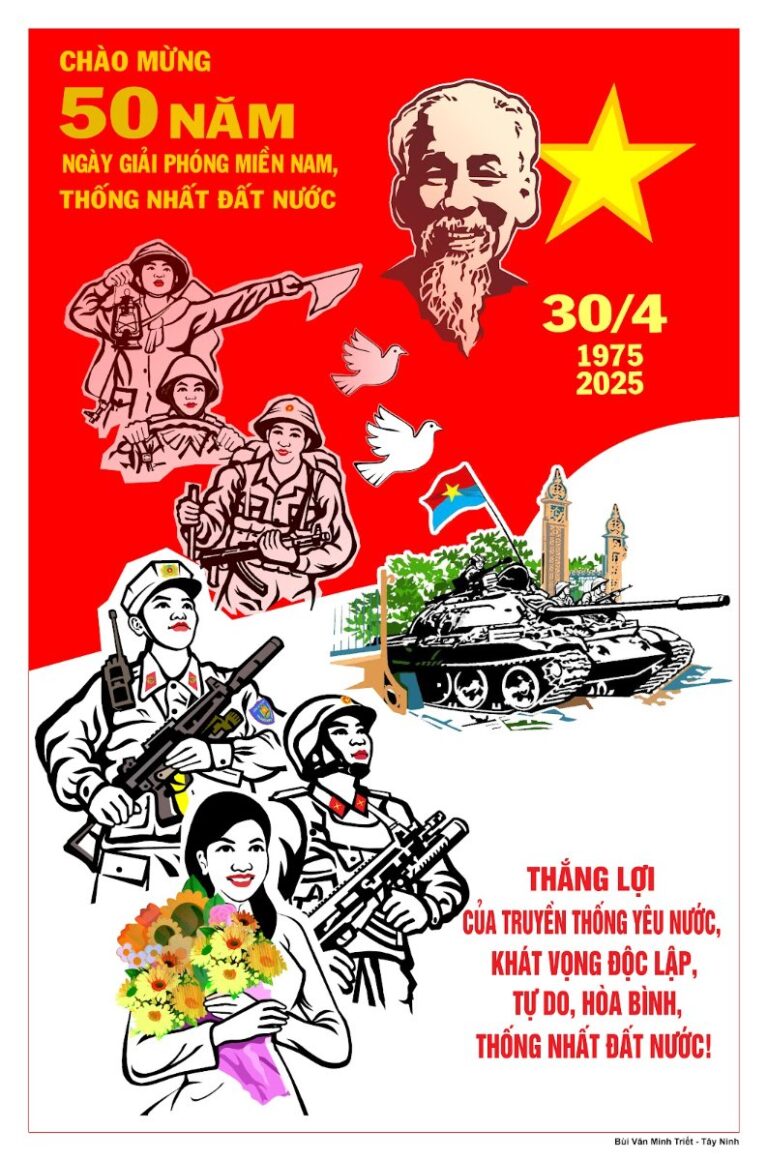 Poster tuyên truyền 30/4 vector