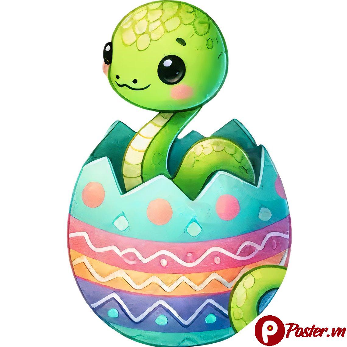 Rắn con dễ thương trong trứng