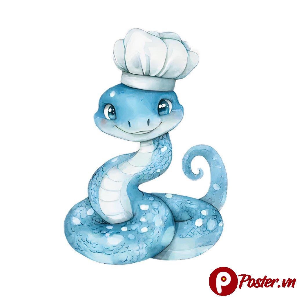 Rắn hoạt hình đầu bếp dễ thương