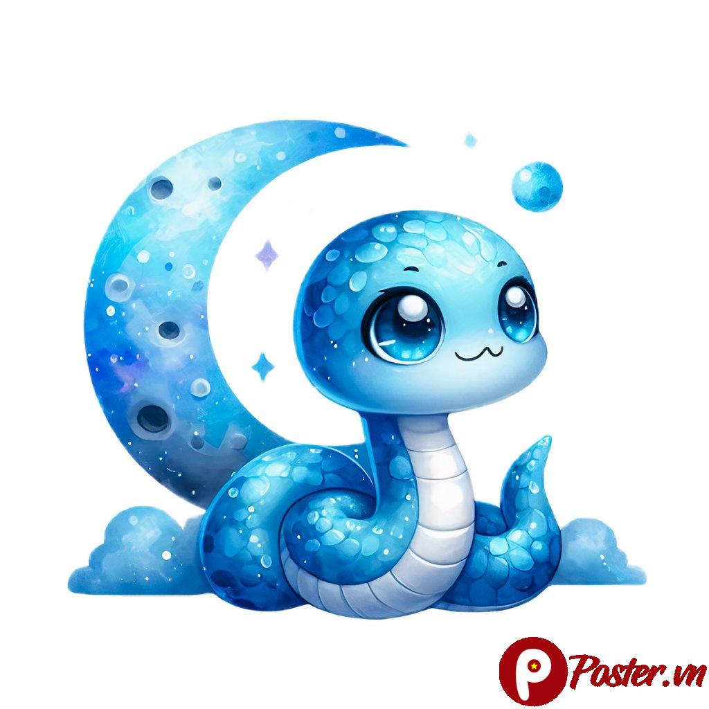 Rắn hoạt hình xanh dễ thương vector